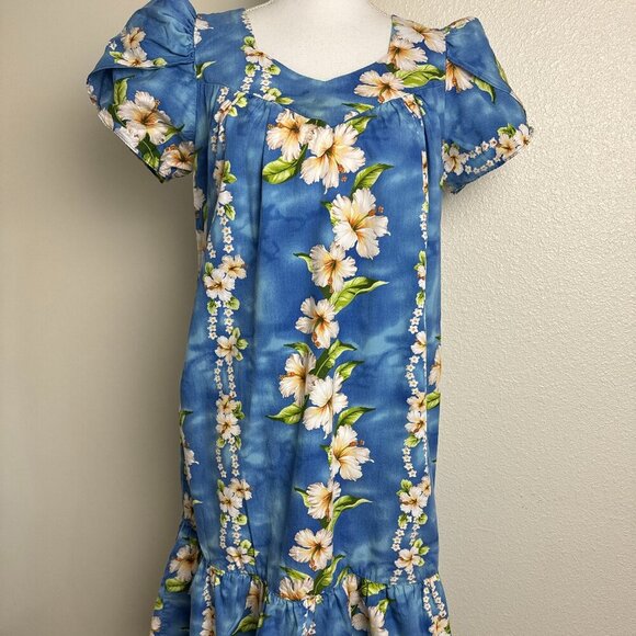 Dresses & Skirts - Authentic Made in Hawaii MuMu Kaftan Midi Dress Floral Ruffle Sz M